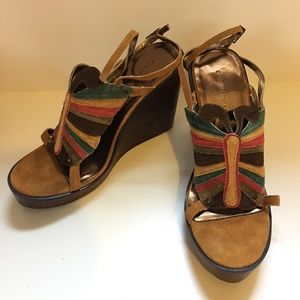 Colin Stuart butterfly ankle wrap wedges